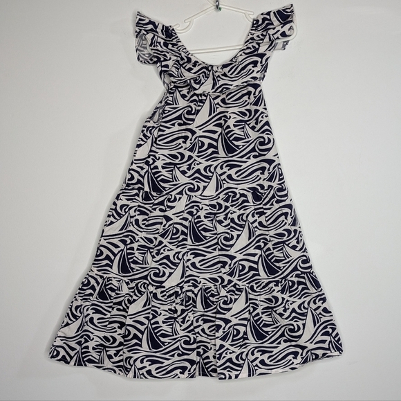 ✨3/$15 Vineyard Vines for Target white blue ocean sailboat ruffle dress 7/8 - Picture 5 of 7